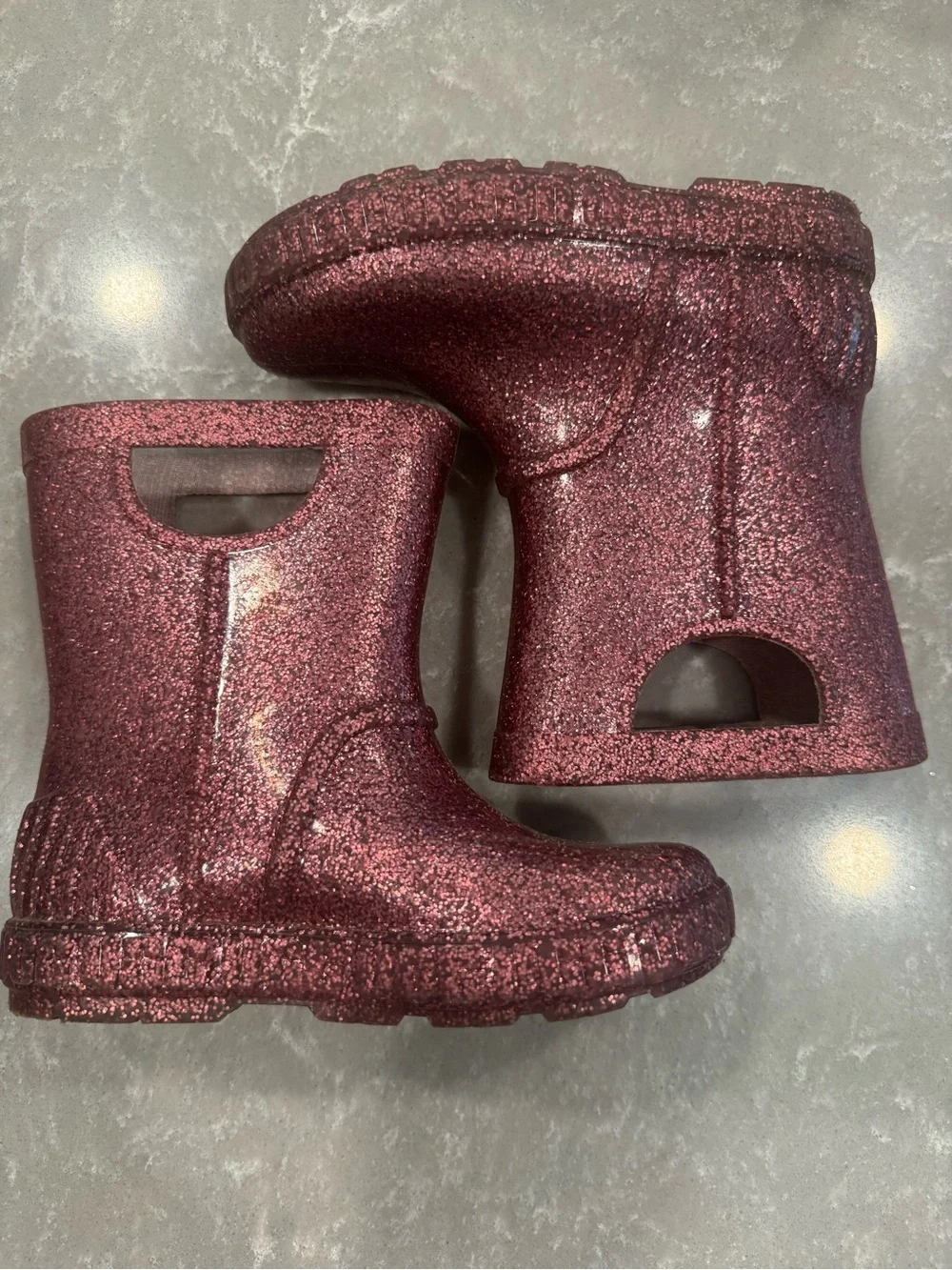 UGG Kids Classic Clear Mini II Glitter Rain Boots Pink Toddler Size 11